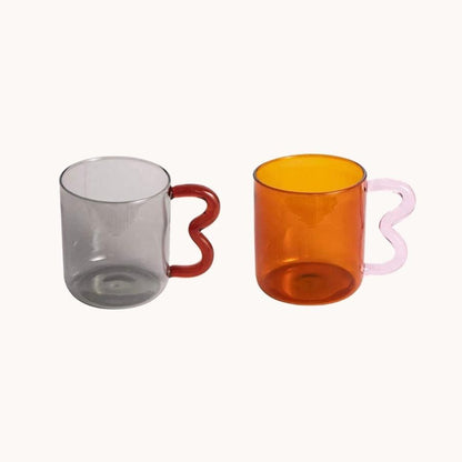 Wavy Handle Creative Glass Mug