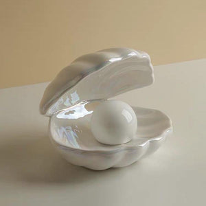 white pearl clam shell night light