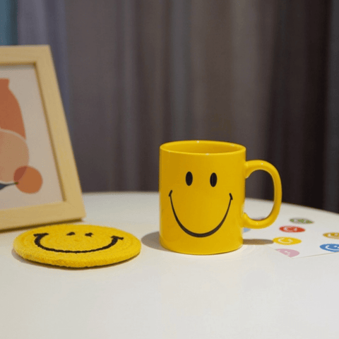 Yellow smiley face mug