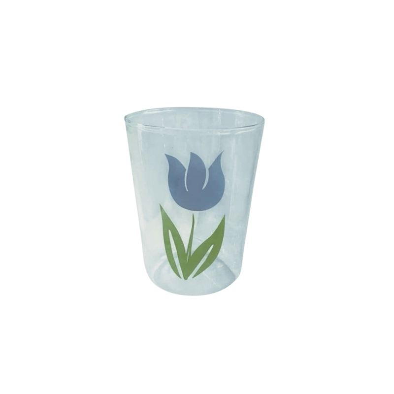 Blue Flower Drink Glass