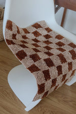 Load image into Gallery viewer, Brown checkered rug bath mat
