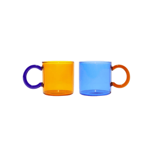 colored transparent glass mug