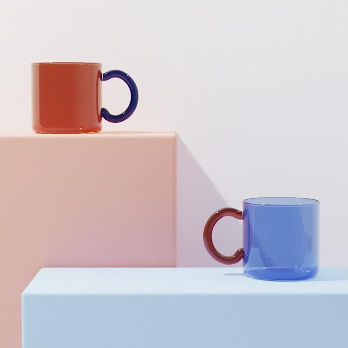 Coloured glass clear coffee mug