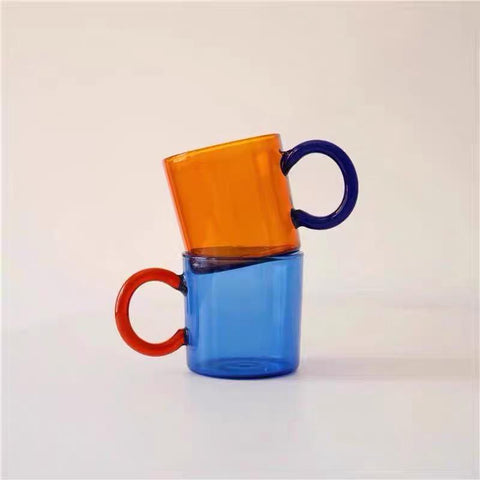 colored transparent glass cups