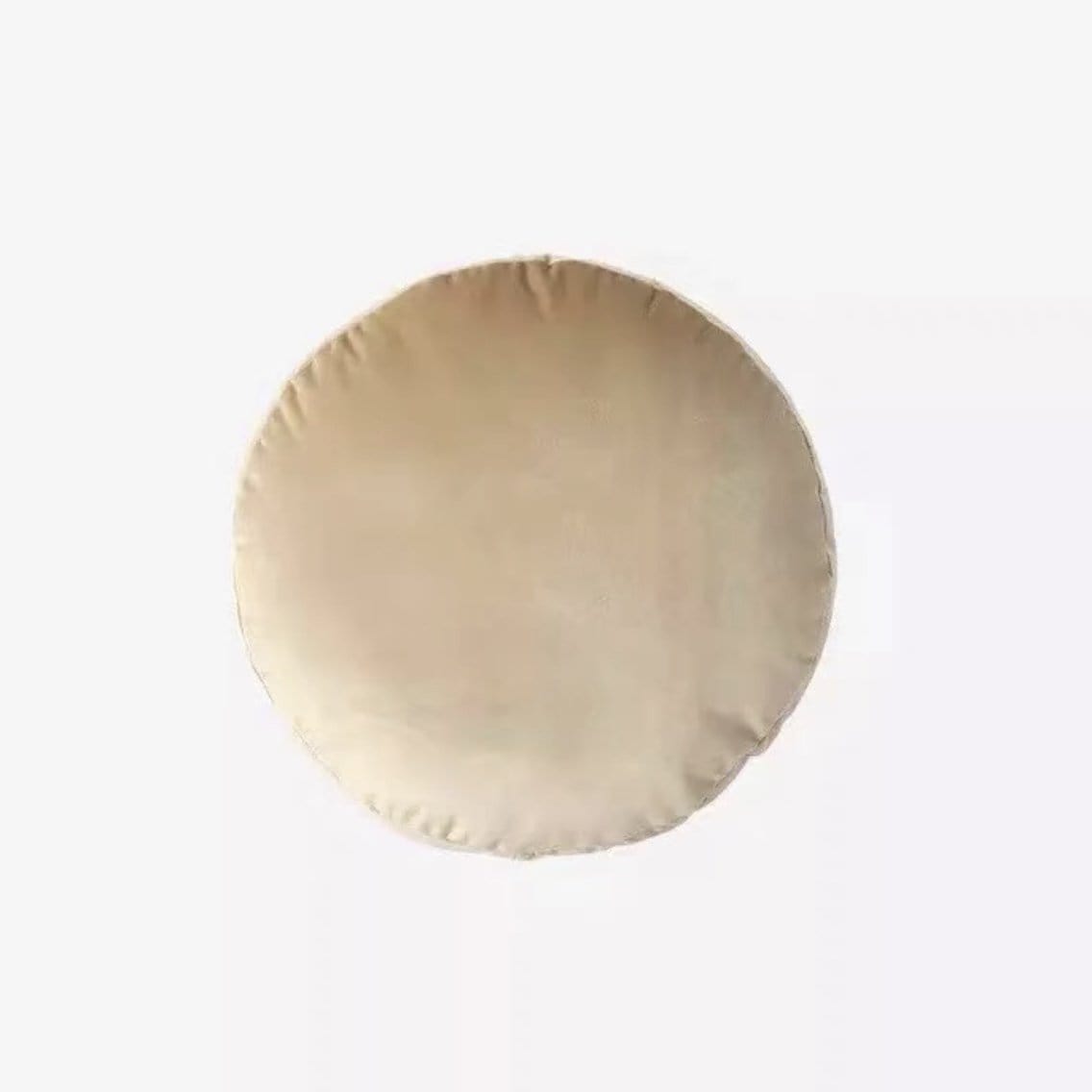 Beige circular plush velvet geometry pillow with soft fabric ideal for comfortable home decor seating