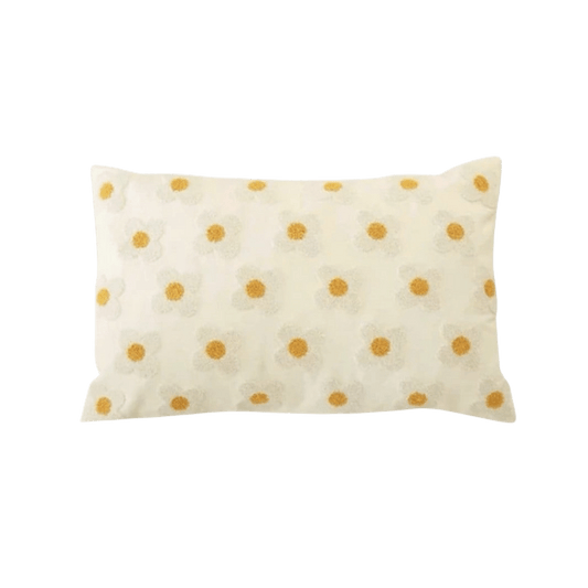 Yellow Daisy Flower Lumbar Pillow