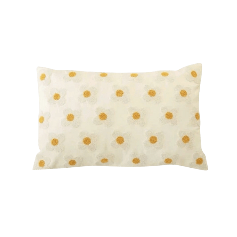 Yellow Daisy Flower Lumbar Pillow