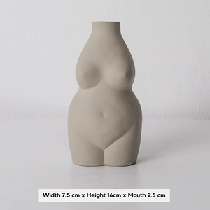 beige curvy female body form vase