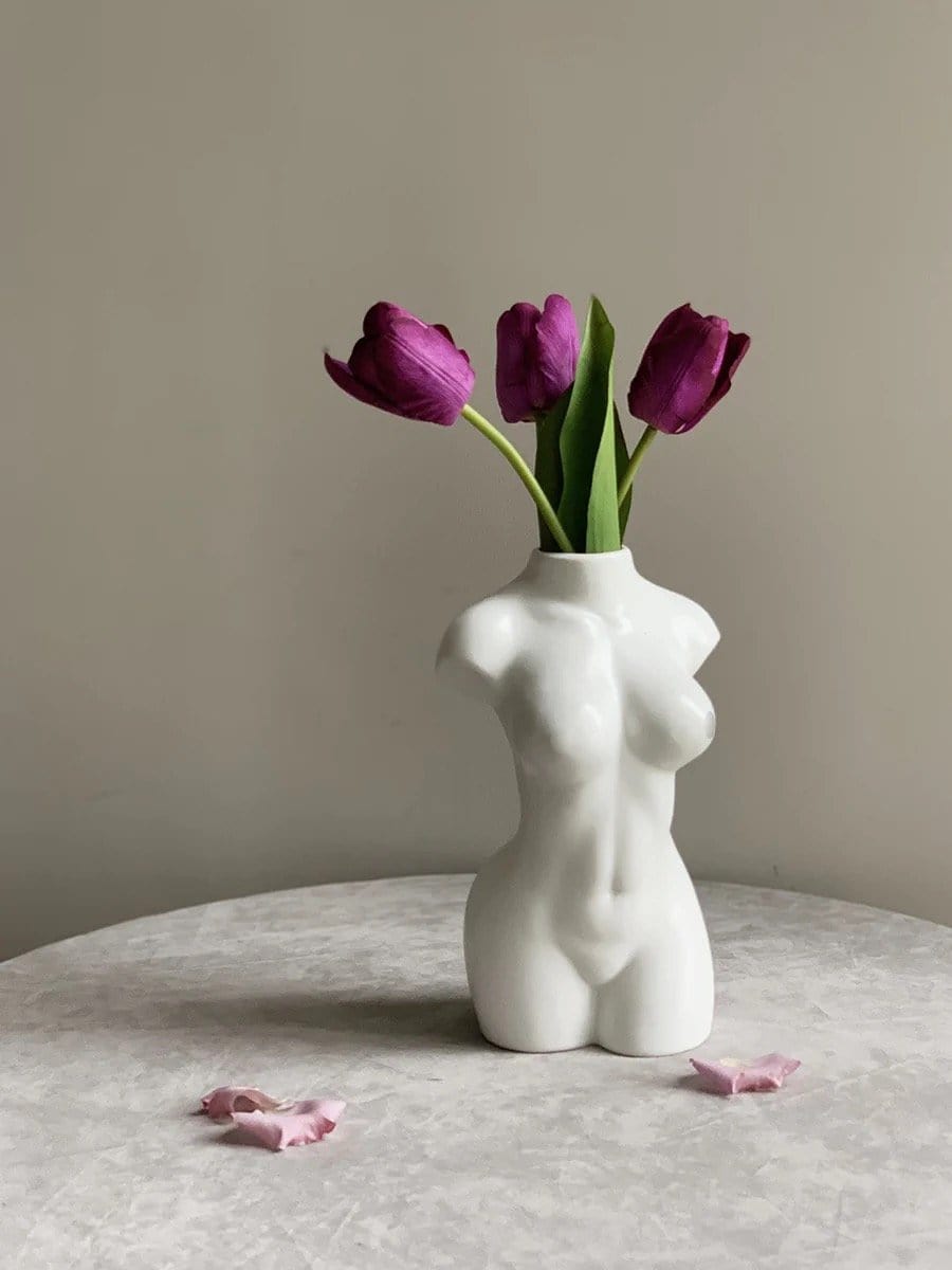 white female form body vase