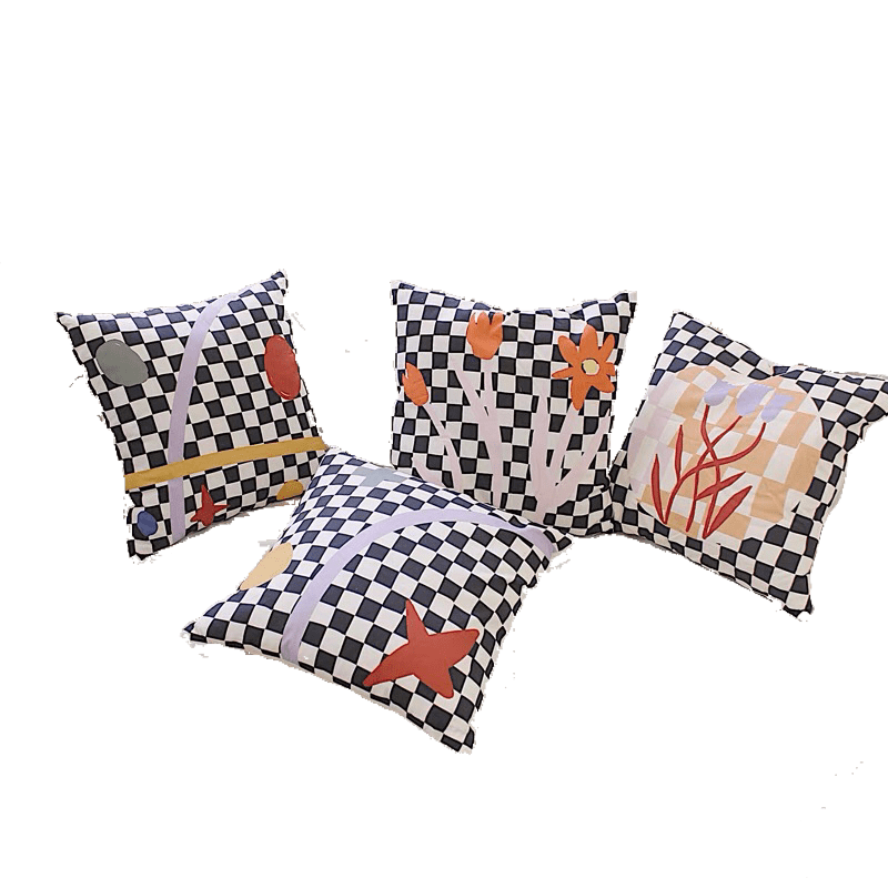 black and white checkered throw pillows