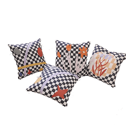 black and white checkered throw pillows