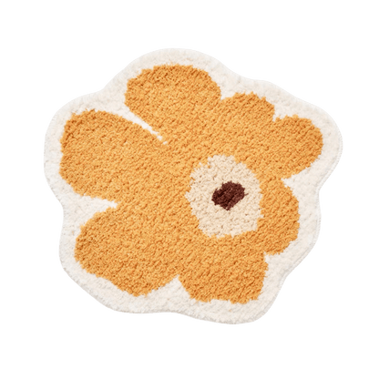 Yellow Flower Shaped Bath Mat Rug