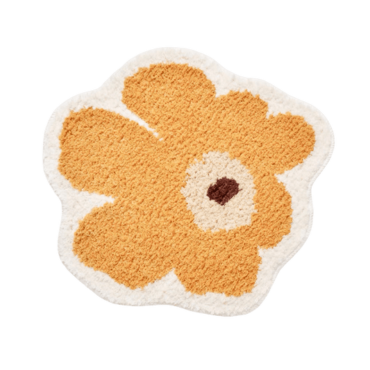 Yellow Flower Shaped Bath Mat Rug