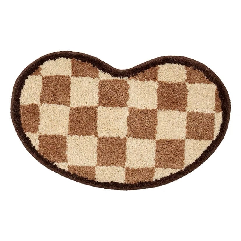 brown checkered bath mat rug