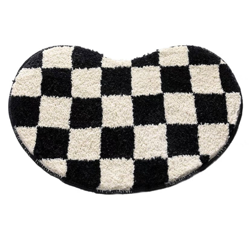 bean shaped checkered rug bath mat