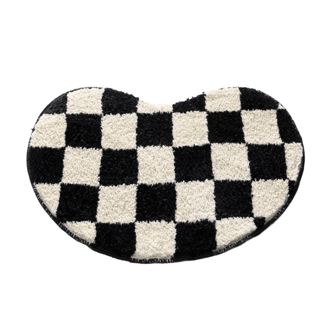 bean shaped checkered rug bath mat