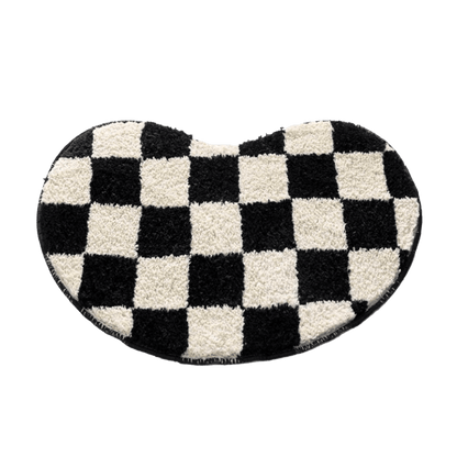 bean shaped checkered rug bath mat