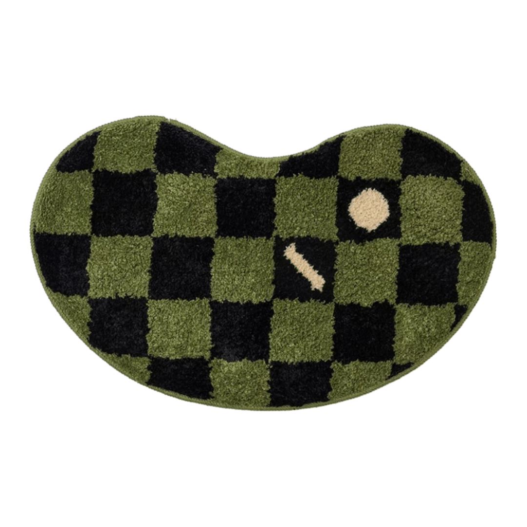 bean shaped checkered rug bath mat