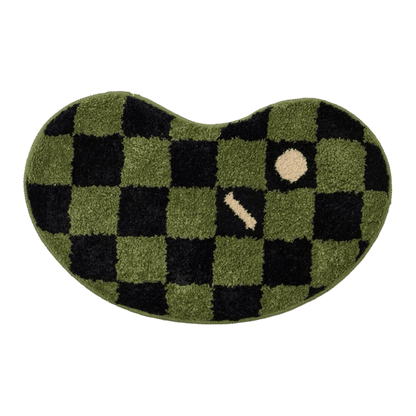 bean shaped checkered rug bath mat