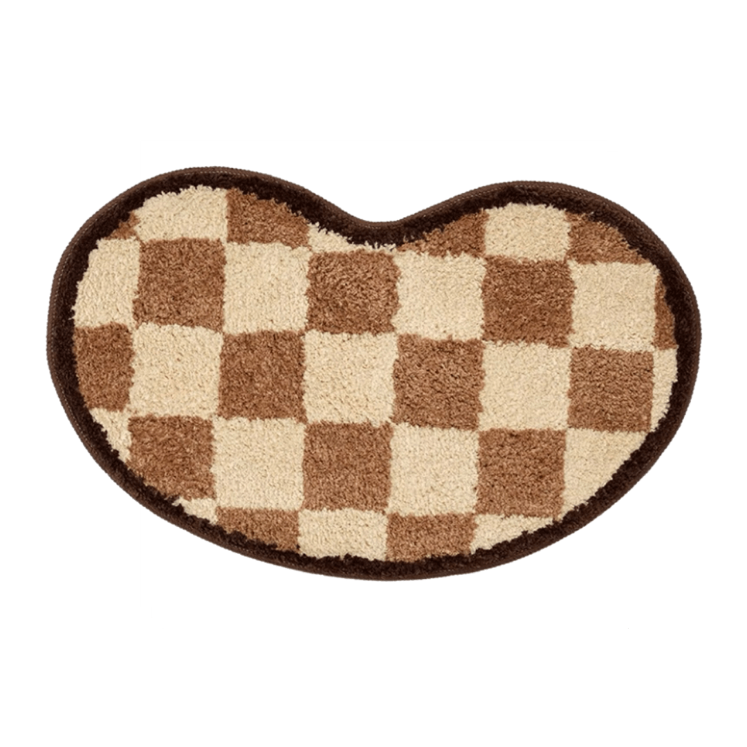 bean shaped checkered rug bath mat