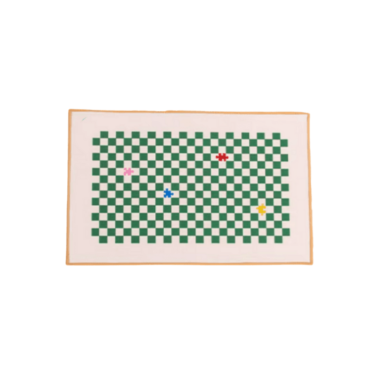Retro Green Checkered Rug