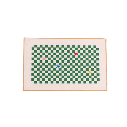 Retro Green Checkered Rug