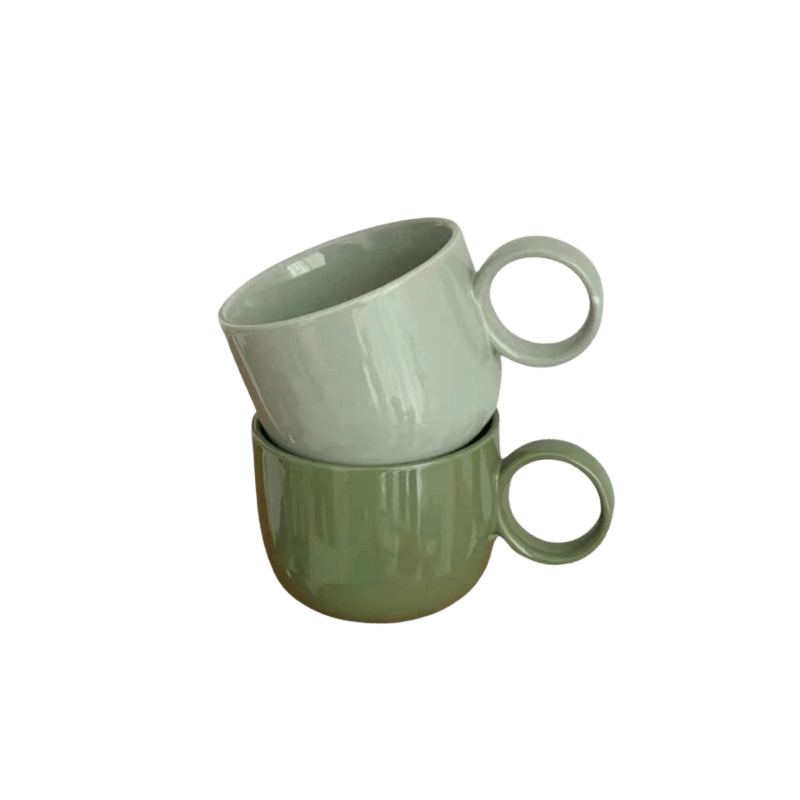 Green Coffee Mug With Big Handle