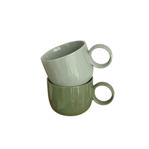 Green Coffee Mug With Big Handle