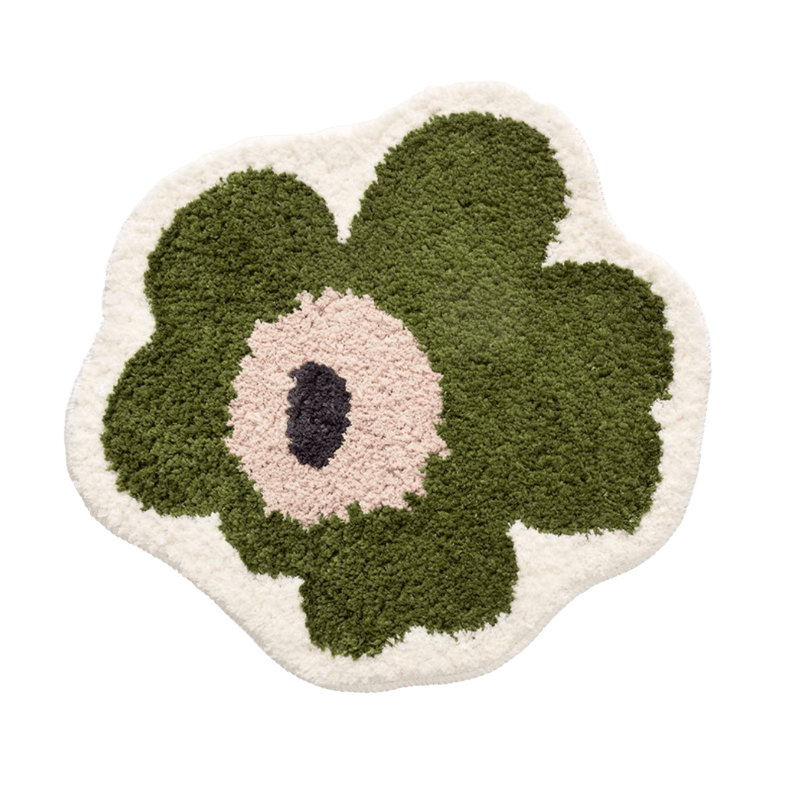 Green Flower Shaped Rug