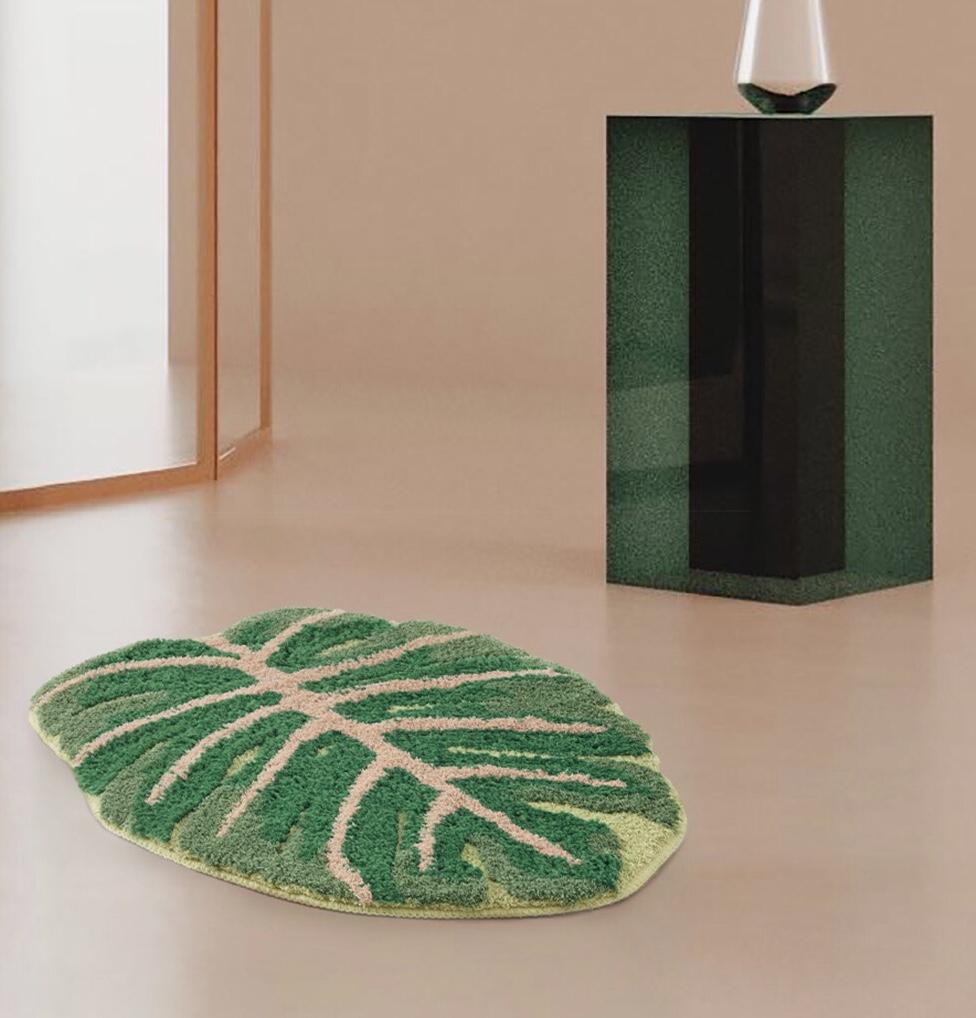 monstera bath mat Monstera Green Leaf Rug – HOMELIVY