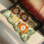 Load image into Gallery viewer, green and orange floral bathmat rug
