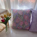 Load image into Gallery viewer, Pastel Pink Tulip Flower Throw Pillow
