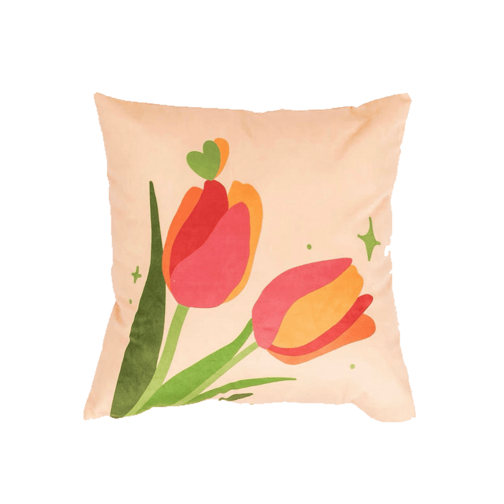 Orange Tulip Flower Throw Pillow