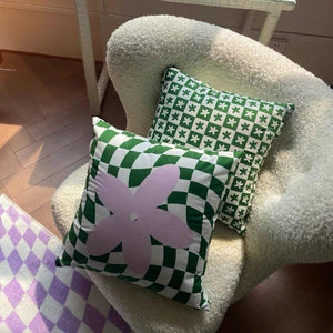 green checkered throw pillows