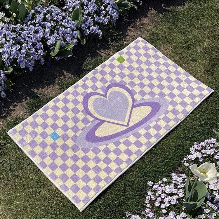 pastel purple checkered rug - egirl room decor