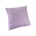 Soft lavender and white gingham plaid throw pillow with a soft fabric square design for home decor