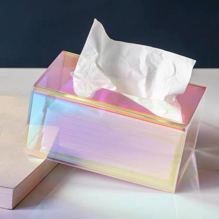 iridescent tissue box holder