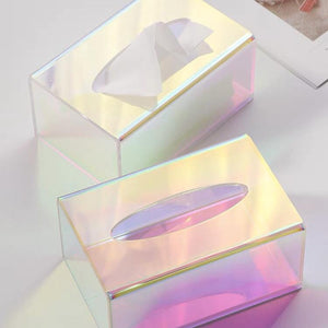iridescent clear tissue box holder