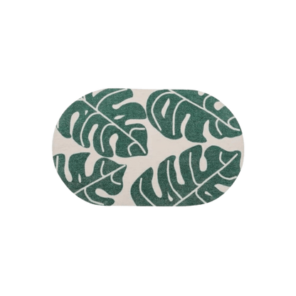 Monstera Leaf Pattern Bath Mat - Modern, Boho Chic Bath Mat Design - Green Bedroom Mat - HOMELIVY