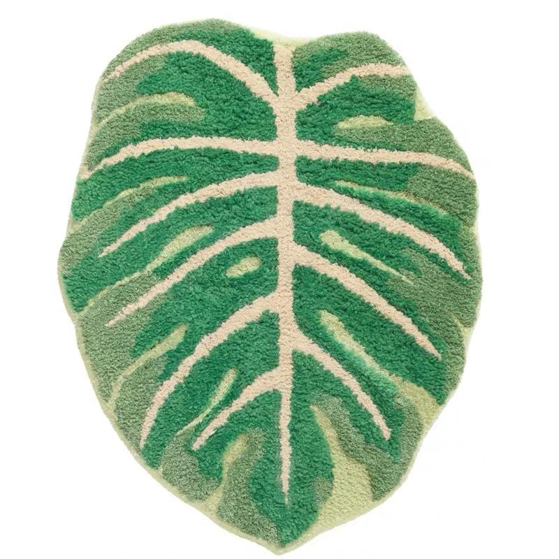 monstera plant rug Monstera Green Leaf Rug – HOMELIVY