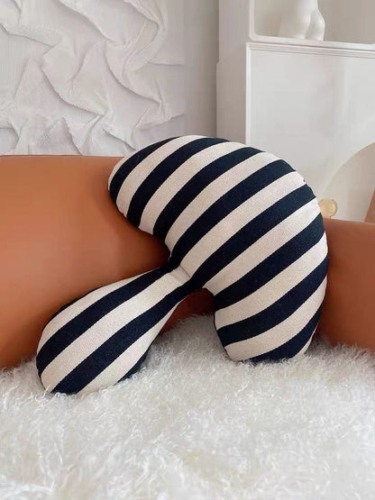 White Black Striped Mushroom Pillow