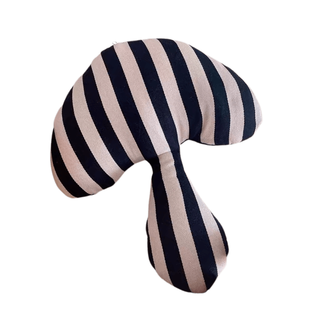 White Black Striped Mushroom Pillow