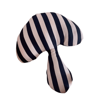 White Black Striped Mushroom Pillow