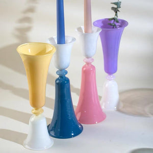 pastel glass candle holder