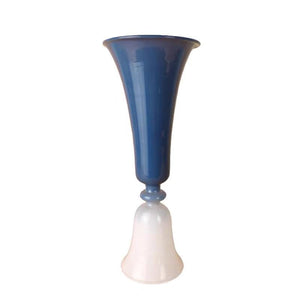 blue glass candlestick holder