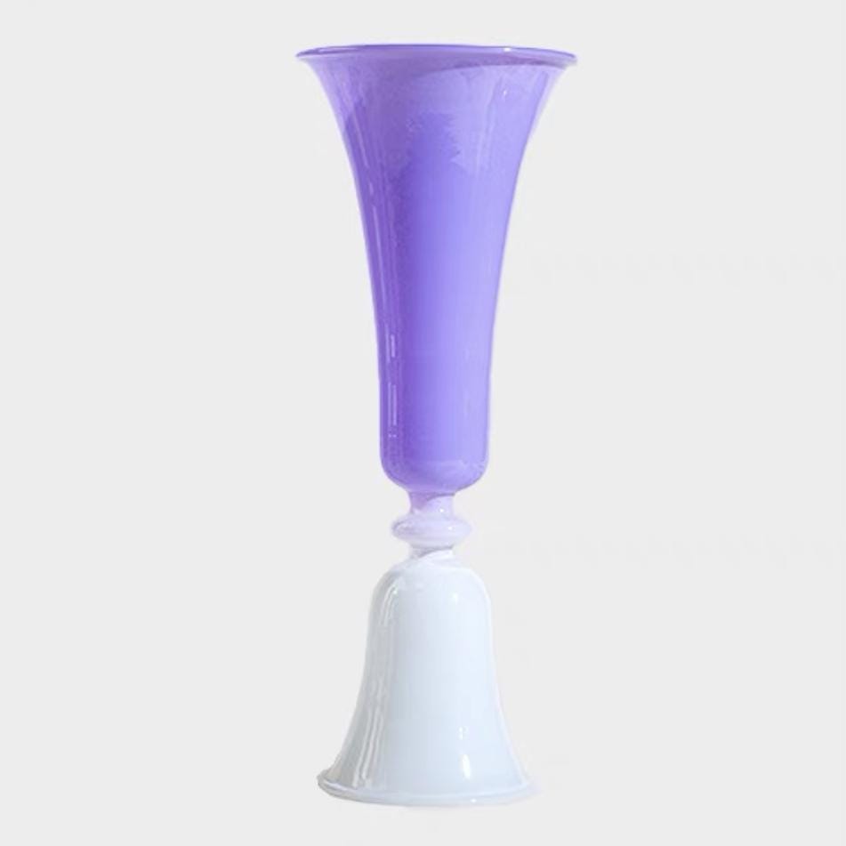 purple glass candlestick holder