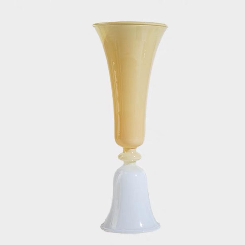 yellow pastel glass candlestick holder 