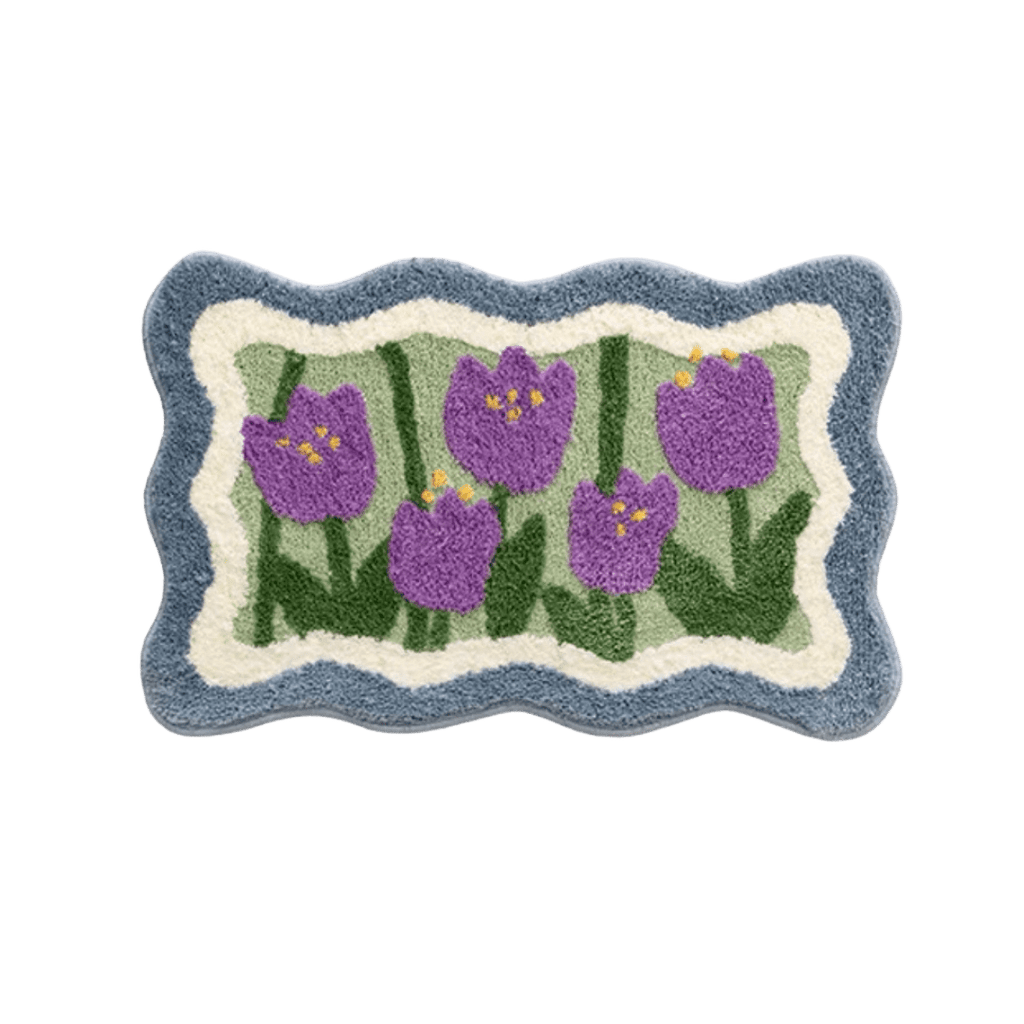 purple tulip flower cute bath mat