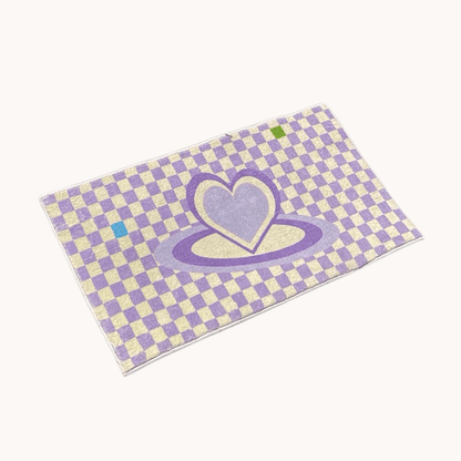 pastel purple checkered rug - egirl room decor