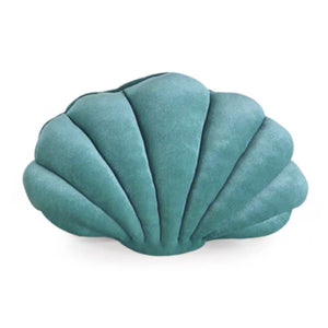Teal Blue Velvet Clam Shell Pillow